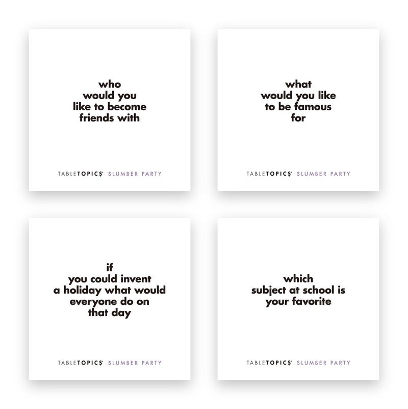 TableTopics Slumber Party to Go Conversation Cards for Young Girls, 40 Fun Questions for Sleepovers, Getting to Know You Game, Stocking Stuffer - Image 3